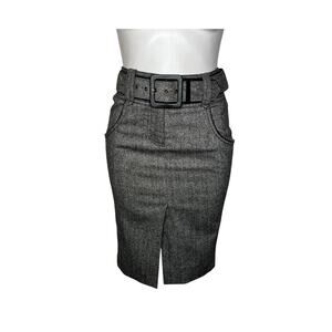 BEBE Women's Belted Wool Blend Pencil Skirt Size 0